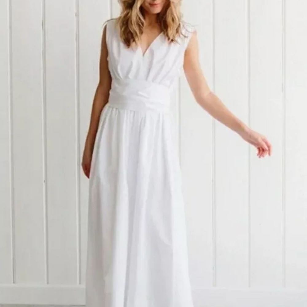 Jenni Kayne SZ Medium  Kate Dress White Lined Sleeveless With Belt NWT ⭐️